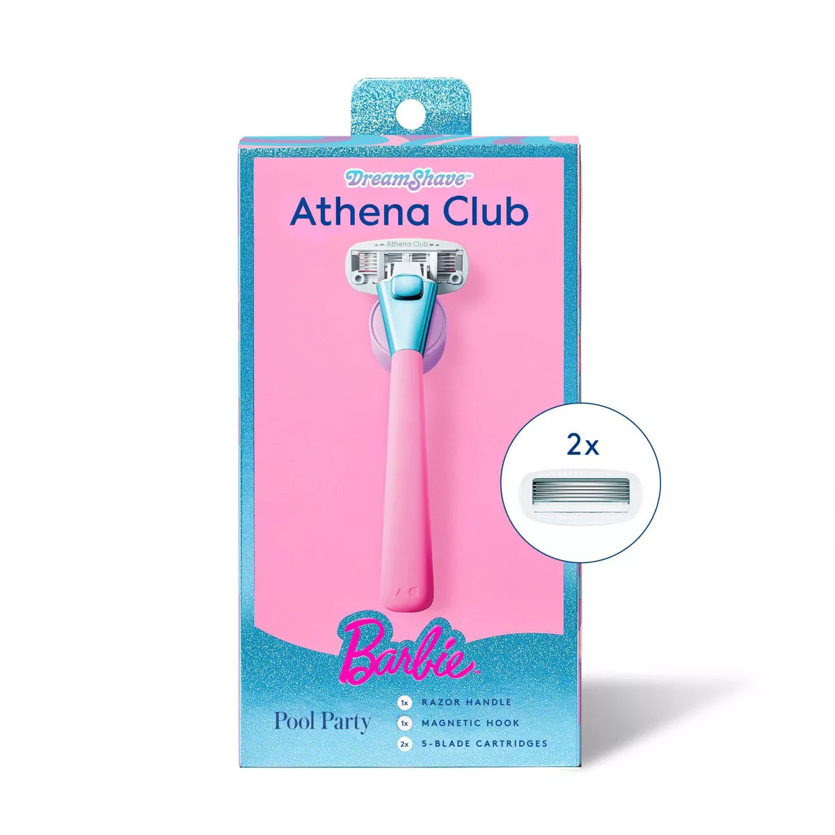 Athena 5-blade Women's Razor Kit - 1 Razor Handle, 2 Razor Blade Refills, Magnetic Hook - PREVENTA