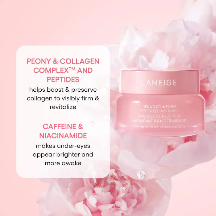 Bouncy & Firm Eye Brightening Sleeping Mask with Peony + Collagen Complex - PREVENTA