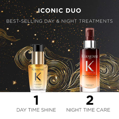 Iconic Hair Heroes Gift Set: 8H Magic Night Serum & Mini Elixir Ultime Hair Oil - PREVENTA